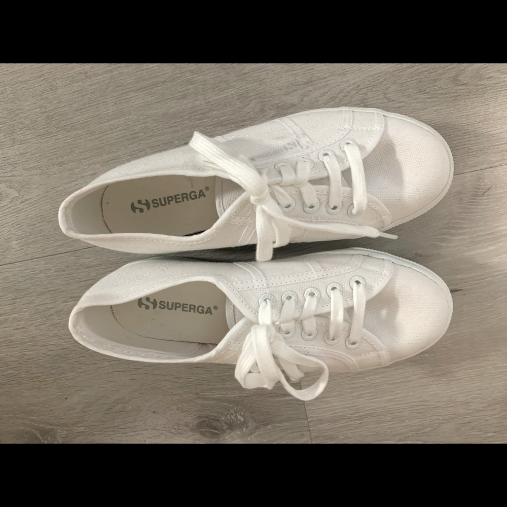 White platform superga sneakers.